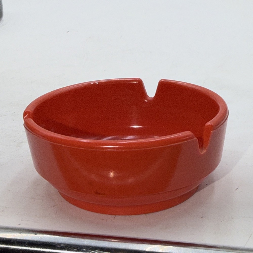 Vintage GES-LINE melamine Ashtray Orange Made In USA  Small 3" Round MCM